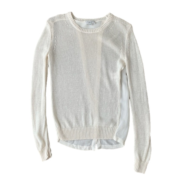 Aritzia Babaton Sweater Knit Silk Split Open Back Cream Long sleeve Size XS - Picture 2 of 12